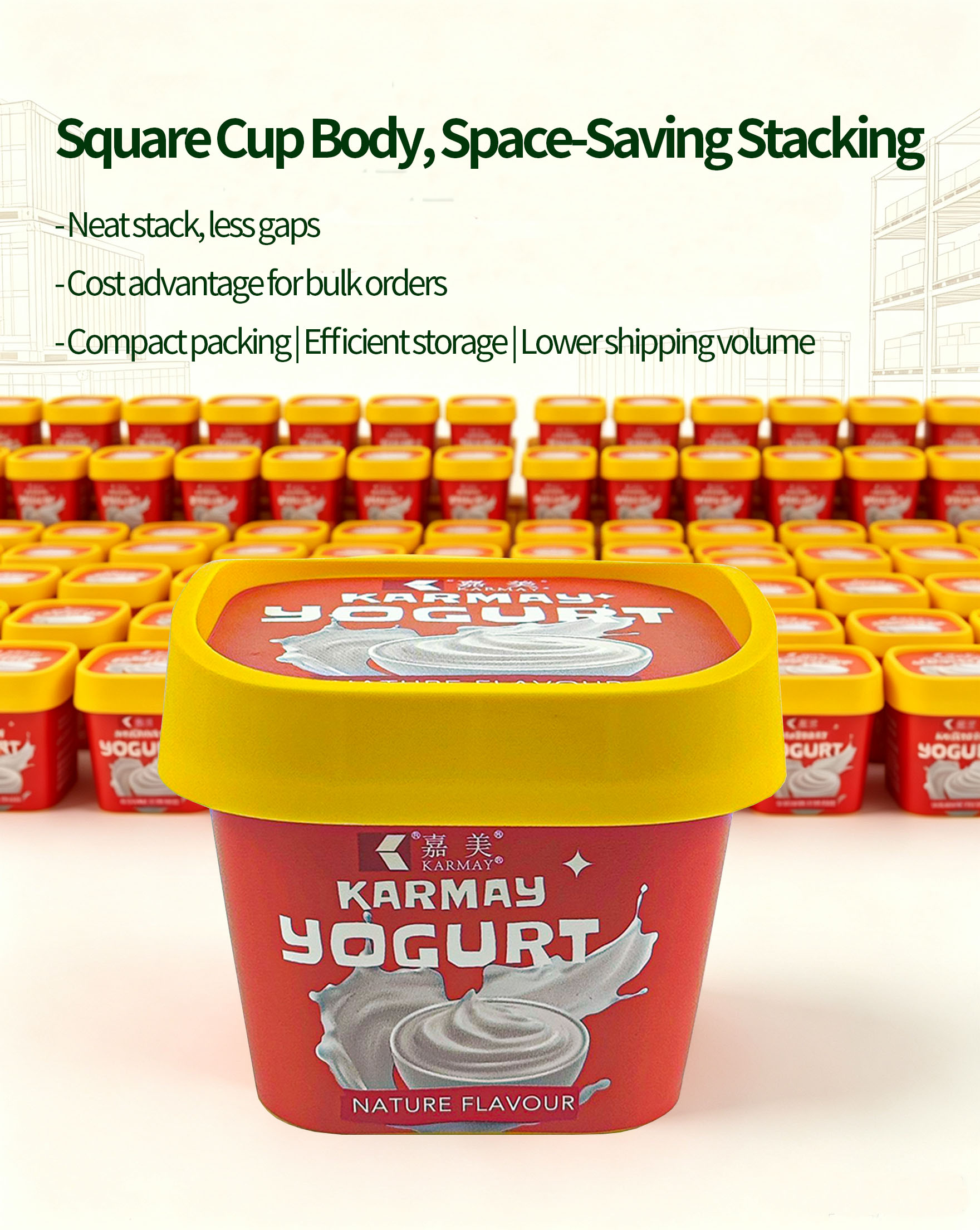 Square plastic cup neat stacking for space‑saving shipment
